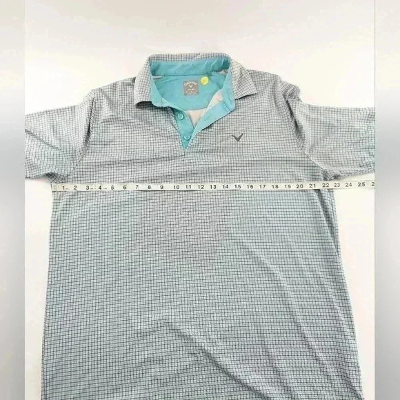 Callaway Golf Bluish Plaid Golf SHORT SLEEVE POLO SHIRT Medium Opti-Dri - Picture 6 of 9